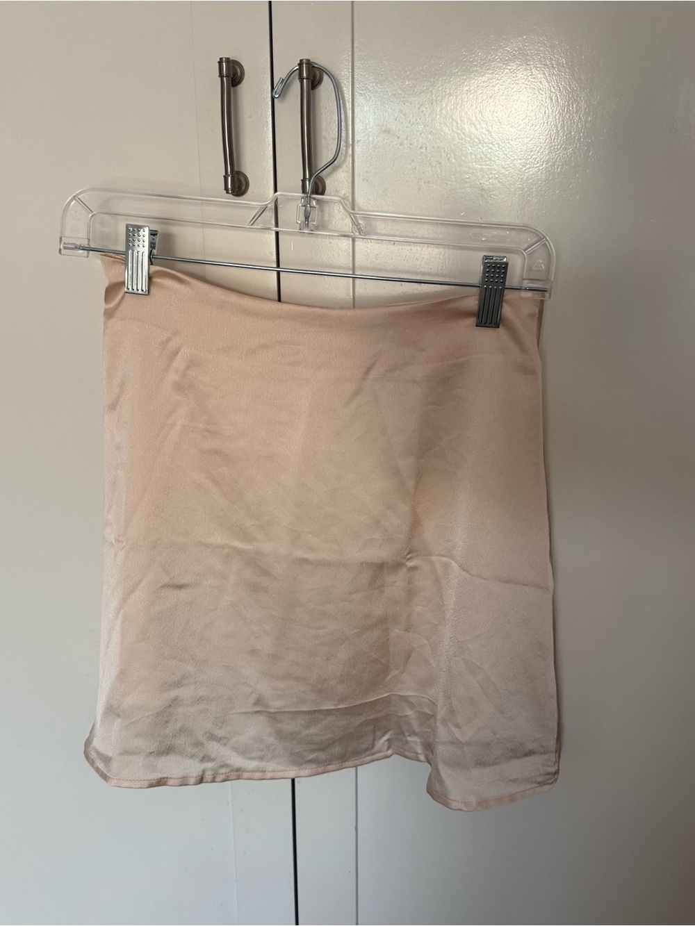 Neutral Beige Satin Mini Skirt